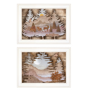 Homeroots Set Of Two Great Outdoors 1 White Framed Print Wall Art  Paper 407190