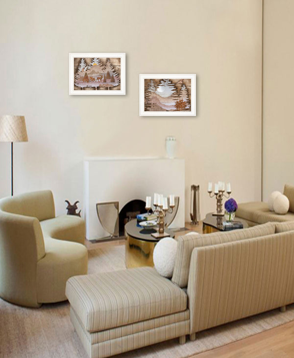 Homeroots Set Of Two Great Outdoors 1 White Framed Print Wall Art  Paper 407190