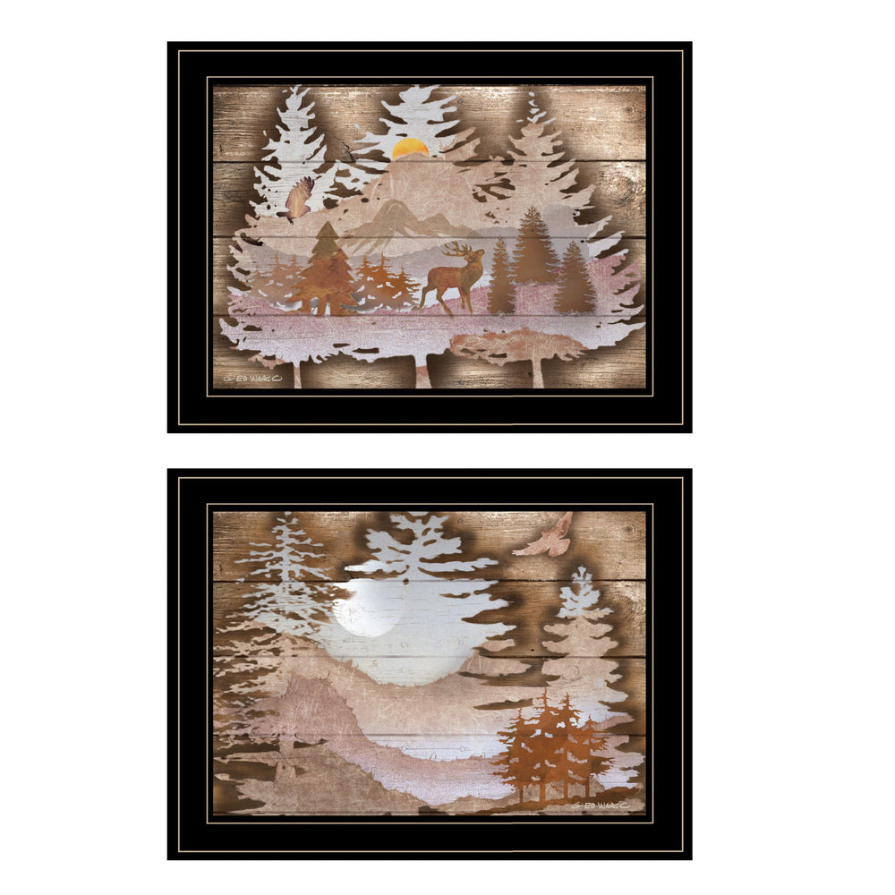 Homeroots Set Of Two Great Outdoors 2 Black Framed Print Wall Art  Paper 407191