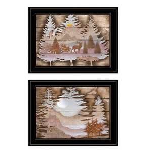 Homeroots Set Of Two Great Outdoors 2 Black Framed Print Wall Art  Paper 407191