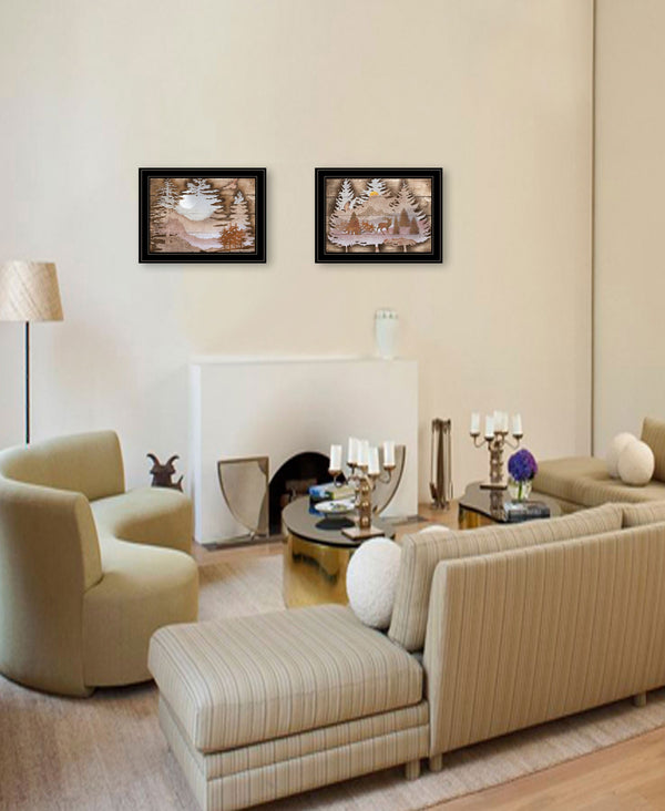 Homeroots Set Of Two Great Outdoors 2 Black Framed Print Wall Art  Paper 407191