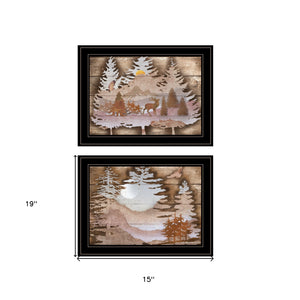 Homeroots Set Of Two Great Outdoors 2 Black Framed Print Wall Art  Paper 407191