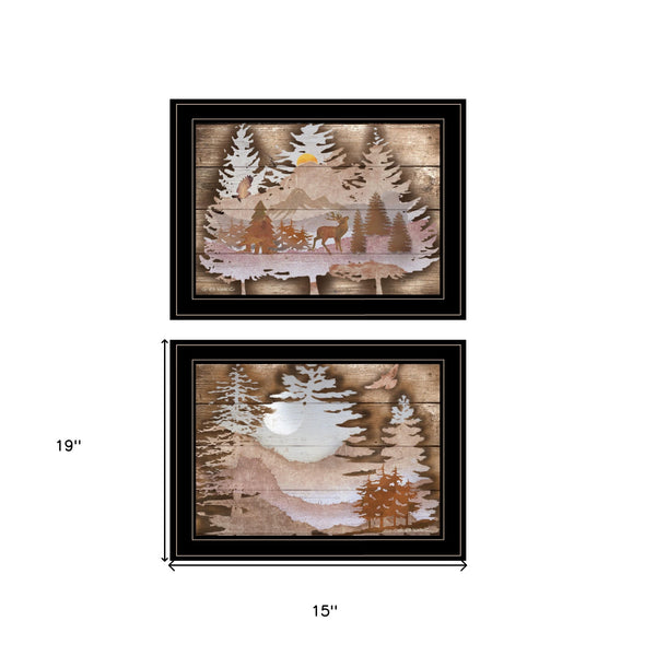 Homeroots Set Of Two Great Outdoors 2 Black Framed Print Wall Art  Paper 407191