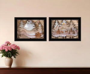 Homeroots Set Of Two Great Outdoors 2 Black Framed Print Wall Art  Paper 407191