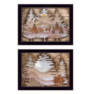 Homeroots Set Of Two Great Outdoors 3 Black Framed Print Wall Art  Paper 407192