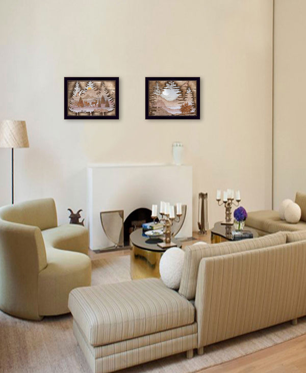 Homeroots Set Of Two Great Outdoors 3 Black Framed Print Wall Art  Paper 407192