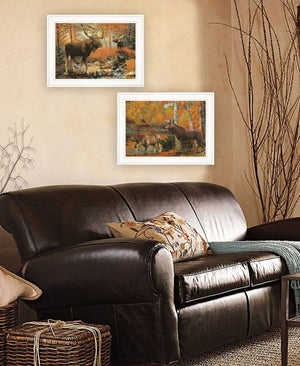 HomeRoots Set of Two Stunning Call of the Wild White Framed Print Wall Art for Modern Home Décor Makeover 407193