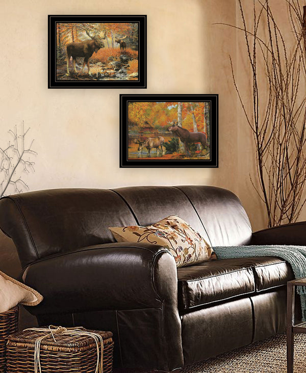 Homeroots Set Of Two Great Outdoors 4 Black Framed Print Wall Art  Paper 407194