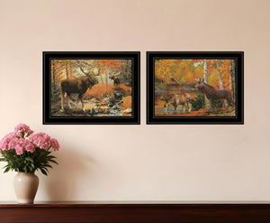 Homeroots Set Of Two Great Outdoors 4 Black Framed Print Wall Art  Paper 407194