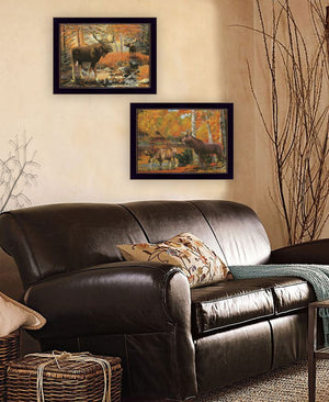 HomeRoots Set of Two Call of the Wild 2 Black Framed Print Wall Art - Modern Nature-Inspired Decor for Any Room 407195