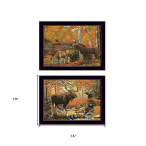 HomeRoots Set of Two Call of the Wild 2 Black Framed Print Wall Art - Modern Nature-Inspired Decor for Any Room 407195
