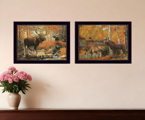HomeRoots Set of Two Call of the Wild 2 Black Framed Print Wall Art - Modern Nature-Inspired Decor for Any Room 407195