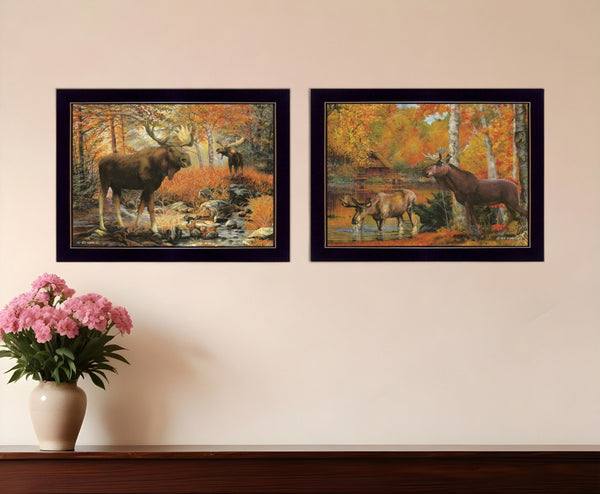 HomeRoots Set of Two Call of the Wild 2 Black Framed Print Wall Art - Modern Nature-Inspired Decor for Any Room 407195