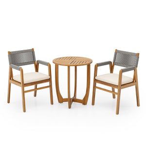 English Elm Christopher Knight Home® - Outdoor 3-Piece Acacia Wood Dining Set With Cushions And Grey Rope For Stylish Patios & Balconies N773P210139G2_57522.00