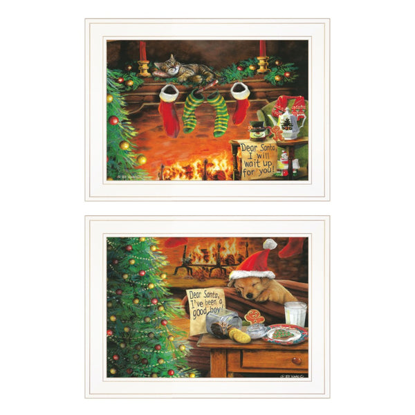 HomeRoots Set of Two Framed Prints - "I've Been A Good Boy" Wall Art for Festive Home Decor & Easy Hanging 407203