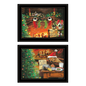 HomeRoots Set of Two Holiday Framed Prints – Contemporary Black Wall Art for Festive Home Decor, 15x19" 407204
