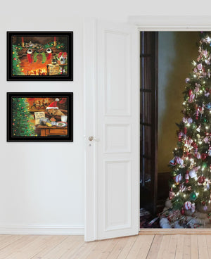 HomeRoots Set of Two Holiday Framed Prints – Contemporary Black Wall Art for Festive Home Decor, 15x19" 407204