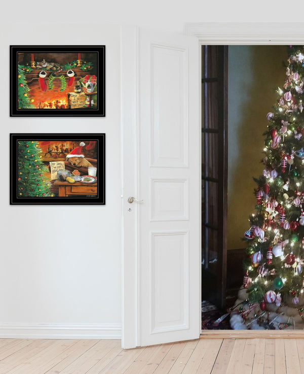 HomeRoots Set of Two Holiday Framed Prints – Contemporary Black Wall Art for Festive Home Decor, 15x19" 407204