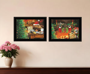 HomeRoots Set of Two Holiday Framed Prints – Contemporary Black Wall Art for Festive Home Decor, 15x19" 407204