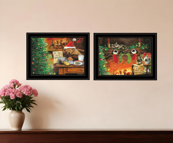 HomeRoots Set of Two Holiday Framed Prints – Contemporary Black Wall Art for Festive Home Decor, 15x19" 407204
