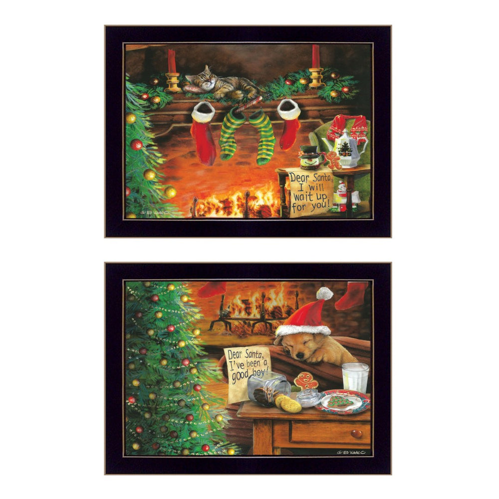 HomeRoots Set of Two "I've Been A Good Boy" Framed Prints - Colorful Wall Art for Home Decor & Holiday Style 407205