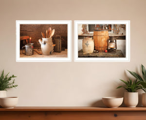 Homeroots Set Of Two The Nail Keg 4 White Framed Print Wall Art  Paper 407209