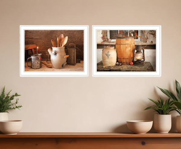 Homeroots Set Of Two The Nail Keg 4 White Framed Print Wall Art  Paper 407209