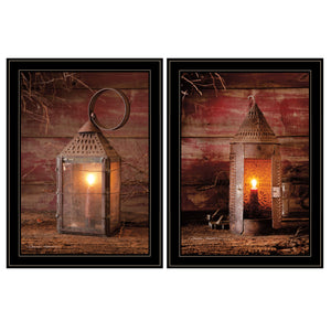Homeroots Set Of Two Innkeepers Lantern 2 Black Framed Print Wall Art  Paper 407213
