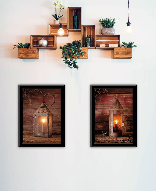 Homeroots Set Of Two Innkeepers Lantern 2 Black Framed Print Wall Art  Paper 407213