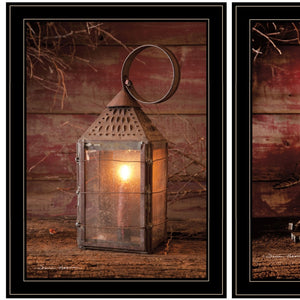 Homeroots Set Of Two Innkeepers Lantern 2 Black Framed Print Wall Art  Paper 407213