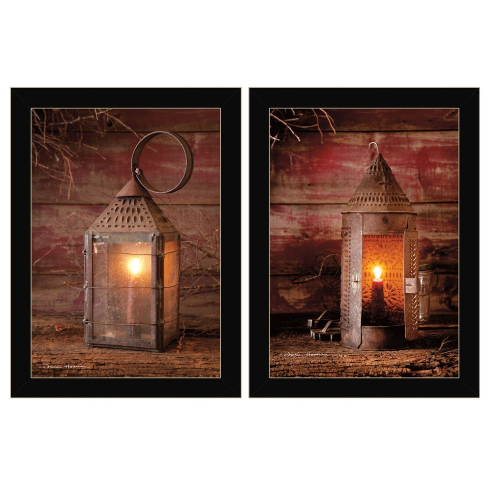 HomeRoots Set of Two Innkeepers Lantern Framed Prints - Modern Black Wall Art for Home & Office Decor 407214