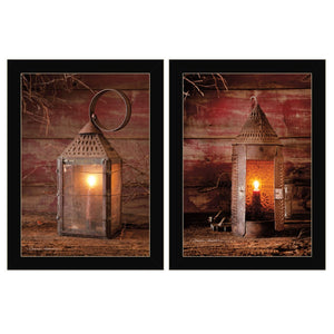 HomeRoots Set of Two Innkeepers Lantern Framed Prints - Modern Black Wall Art for Home & Office Decor 407214