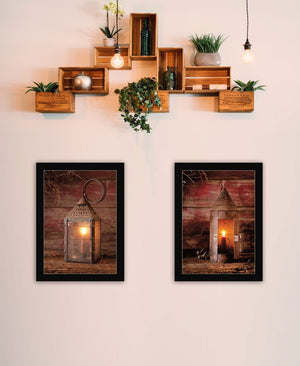 HomeRoots Set of Two Innkeepers Lantern Framed Prints - Modern Black Wall Art for Home & Office Decor 407214
