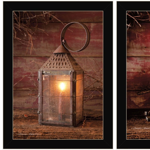 HomeRoots Set of Two Innkeepers Lantern Framed Prints - Modern Black Wall Art for Home & Office Decor 407214