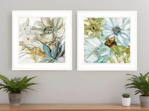 Homeroots Set Of Two Sea Glass 1 White Framed Print Wall Art  Paper 407215