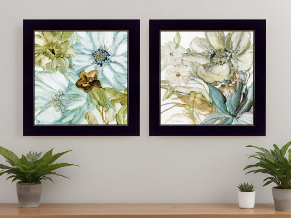 Homeroots Set Of Two Sea Glass 3 Black Framed Print Wall Art  Paper 407217