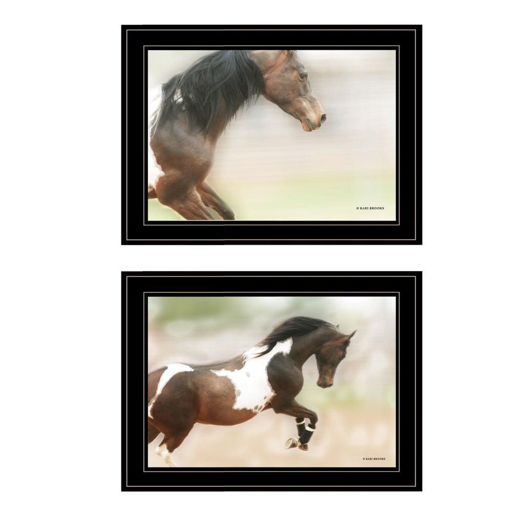 HomeRoots Set of Two A Wild Kookie 2 Black Framed Horse Prints – Rustic Wall Art for Home Décor Update 407235