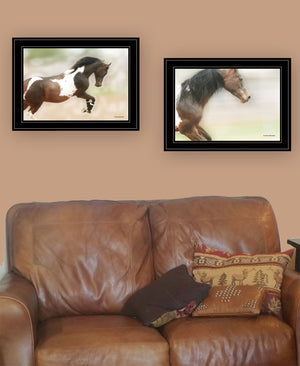 HomeRoots Set of Two A Wild Kookie 2 Black Framed Horse Prints – Rustic Wall Art for Home Décor Update 407235