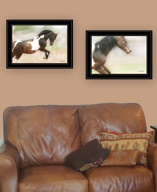 HomeRoots Set of Two A Wild Kookie 2 Black Framed Horse Prints – Rustic Wall Art for Home Décor Update 407235