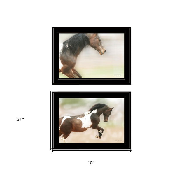 HomeRoots Set of Two A Wild Kookie 2 Black Framed Horse Prints – Rustic Wall Art for Home Décor Update 407235