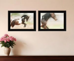 HomeRoots Set of Two A Wild Kookie 2 Black Framed Horse Prints – Rustic Wall Art for Home Décor Update 407235