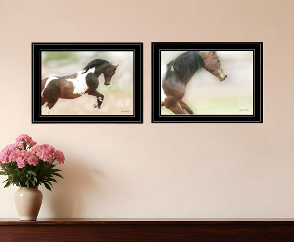 HomeRoots Set of Two A Wild Kookie 2 Black Framed Horse Prints – Rustic Wall Art for Home Décor Update 407235