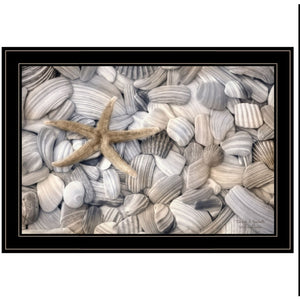 HomeRoots Set of Two Coastal Cape Hatteras Lighthouse & Seashell Black Framed Wall Art Prints for Home Décor 407238
