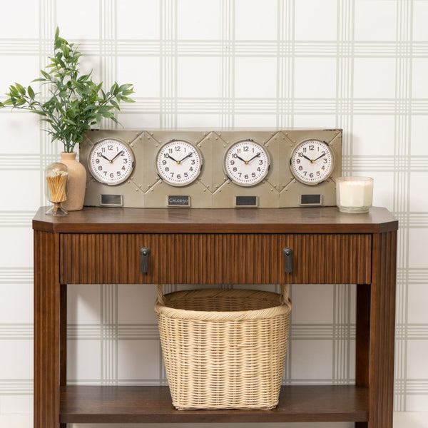 Cooper Classics Terminal Metal Wall Clock with Distressed Gunmetal Finish for Industrial Living Spaces 40723
