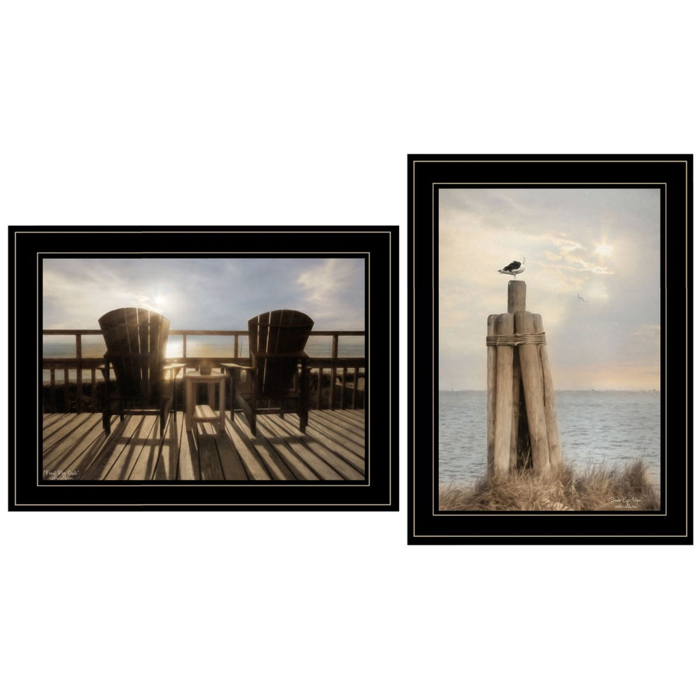 HomeRoots Set of Two Coastal Charm Wall Art Prints – Black Framed Prints for Stylish Home Decor Upgrade 407240