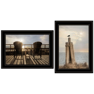 HomeRoots Set of Two Coastal Charm Wall Art Prints – Black Framed Prints for Stylish Home Decor Upgrade 407240