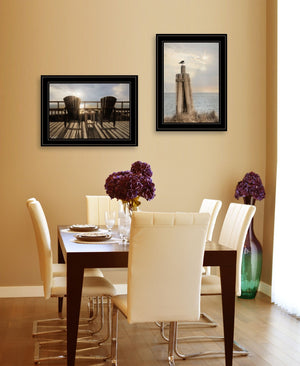 HomeRoots Set of Two Coastal Charm Wall Art Prints – Black Framed Prints for Stylish Home Decor Upgrade 407240