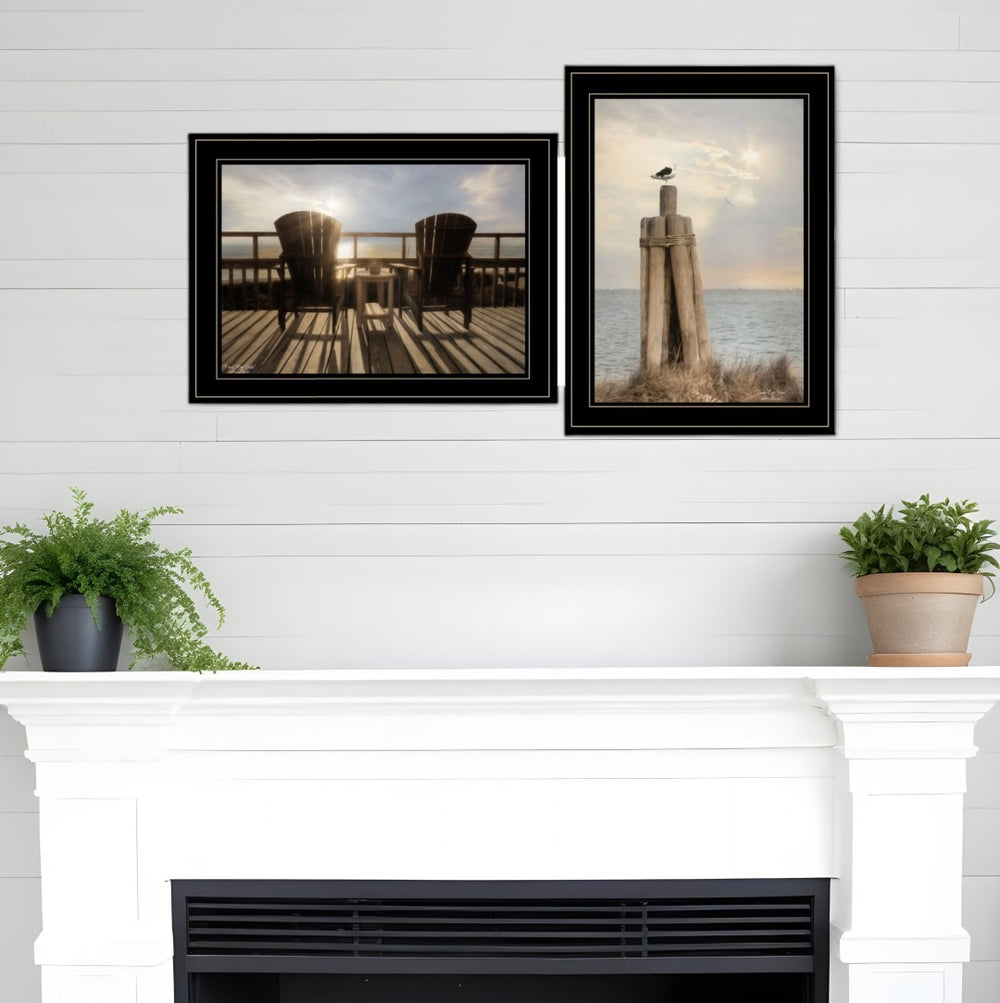 HomeRoots Set of Two Coastal Charm Wall Art Prints – Black Framed Prints for Stylish Home Decor Upgrade 407240