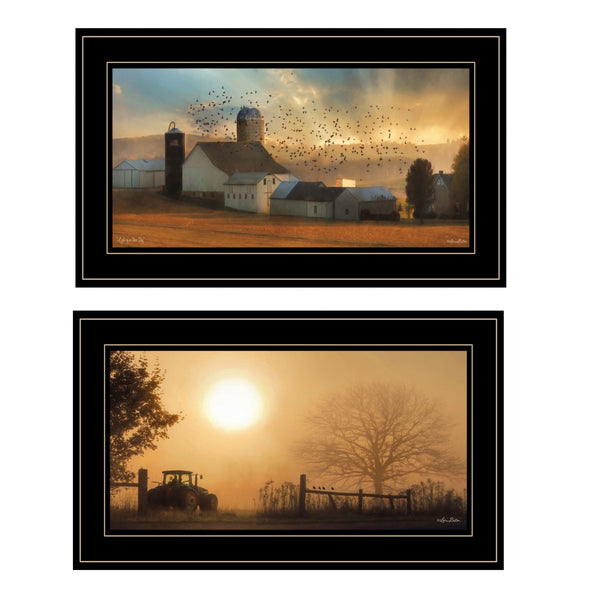 Homeroots Set Of Two Light Of A New Day 3 Black Framed Print Wall Art  Paper 407242