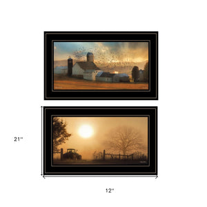 Homeroots Set Of Two Light Of A New Day 3 Black Framed Print Wall Art  Paper 407242
